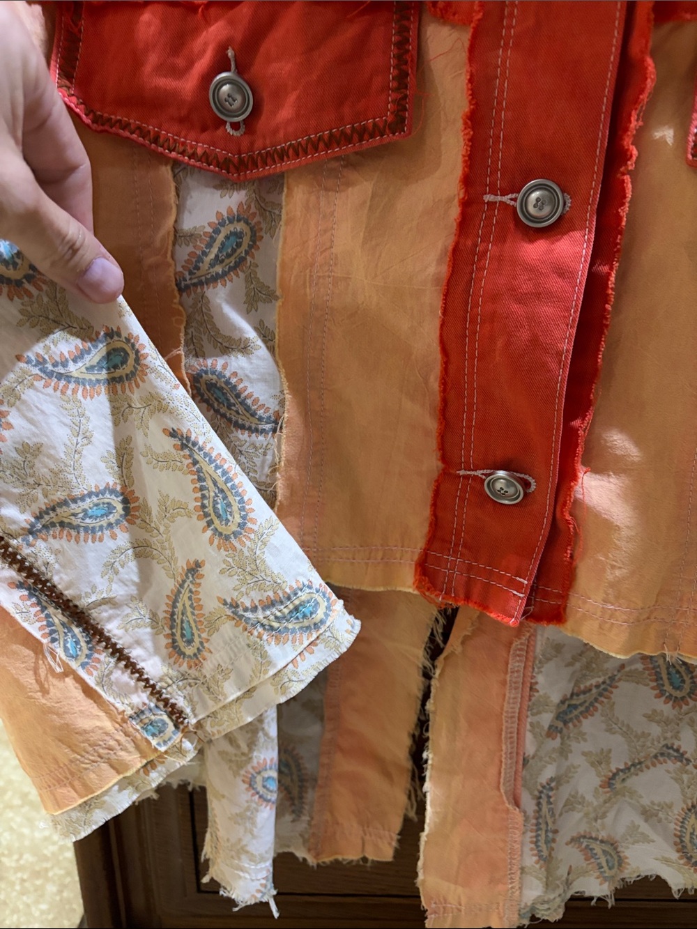 POL Mixed Fabric Distressed Patchwork Jacket Small - Picture 5 of 6